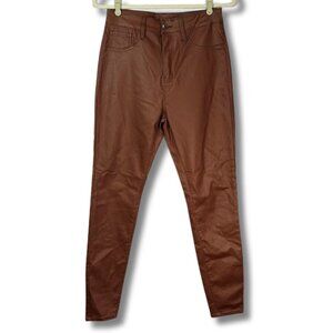 Top Trends Juniors Women's Sz 11 Brown PLEATHER Faux Leather Boho‎ Western Pants